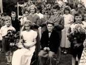 LBO118 1958 May King Michael Sills,  May Queen Mary Scammell
Keith Penny, David Eddington, Pauline Pippin, Gillian Pippin, Pamela Tolman, Graham White, Jean Pippin, Robert Pippin, Michael Swain, Keith Male, Graham Bonning, Douglas Edington