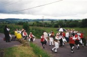 SWM539 June 2002 Wyvern Jubilee Morris Men outside the School House as part of their Jubilee celebrations