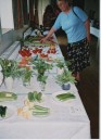 VJA499 SGC Flower show - May Harrison looking at tomato exhibits (no date)